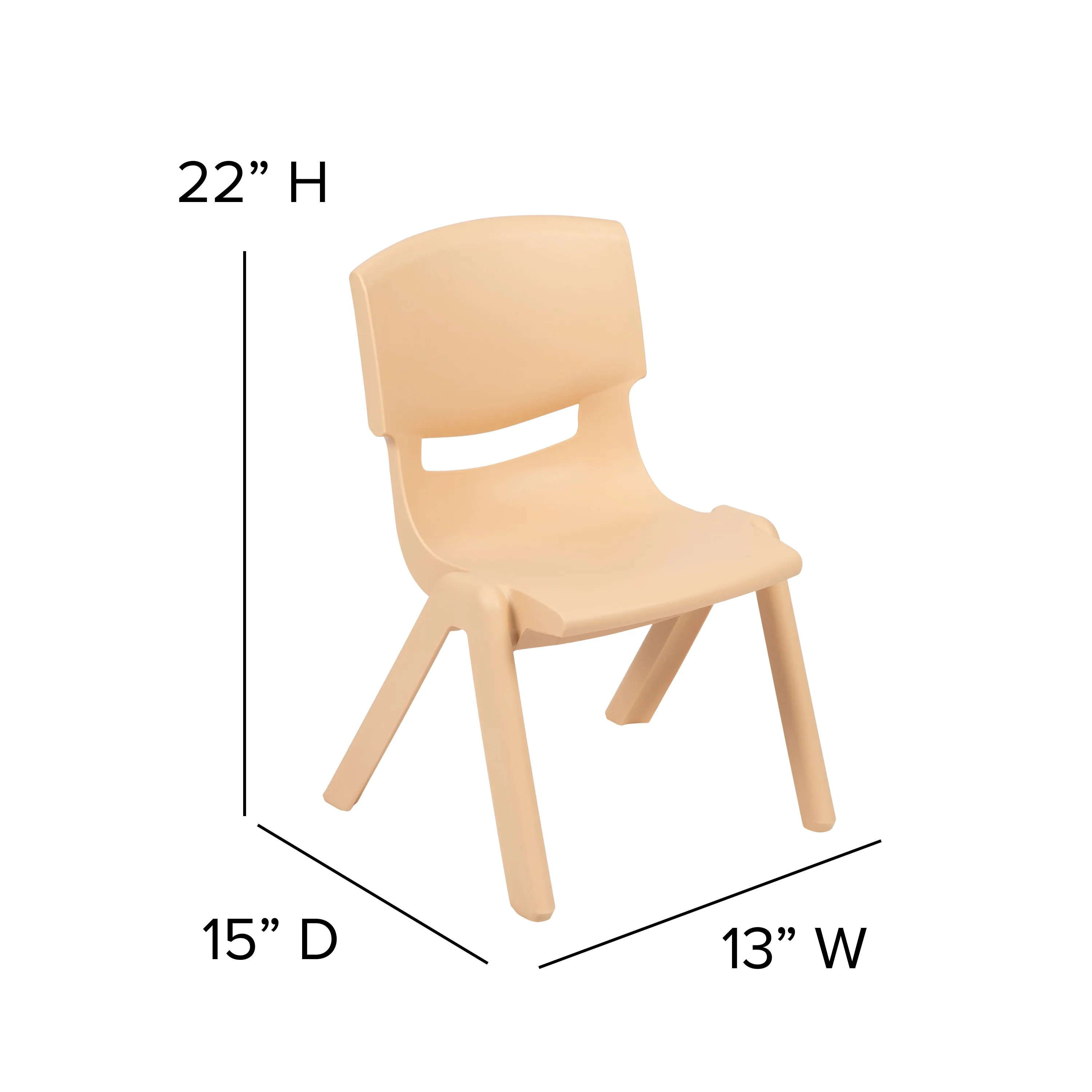 2 Pack Plastic Stackable School Chair with 12" Seat Height