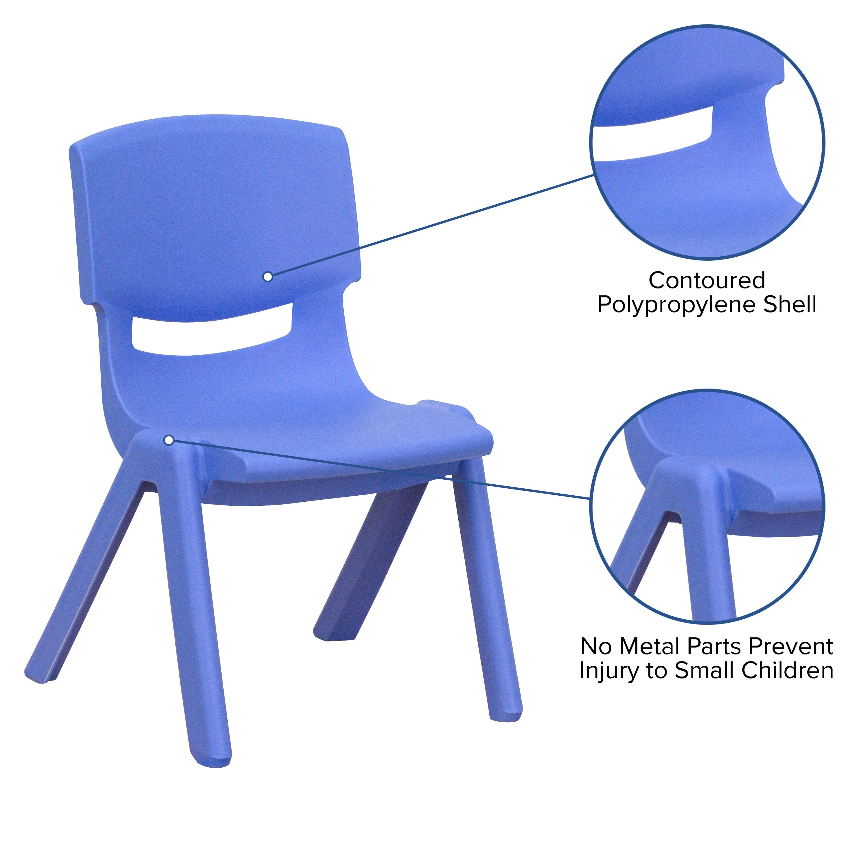 2 Pack Plastic Stackable School Chair with 12" Seat Height