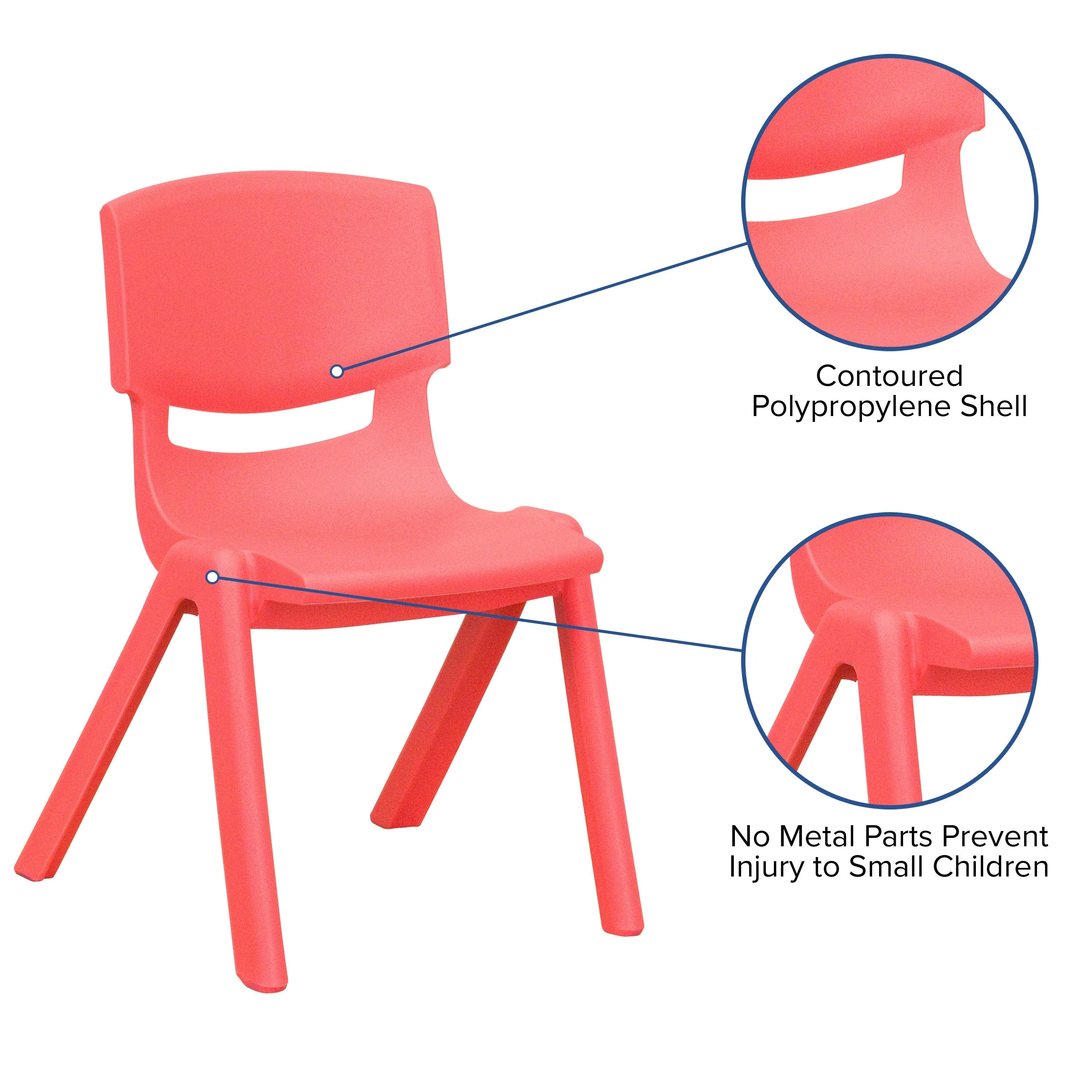 2 Pack Plastic Stackable School Chair with 12" Seat Height