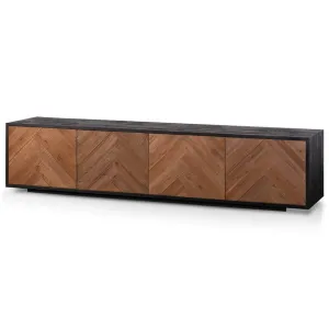 2.1m Wooden TV Entertainment Unit - Natural - Rustic Black