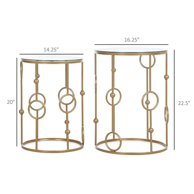 2pc Nesting Side Table Set - Gold