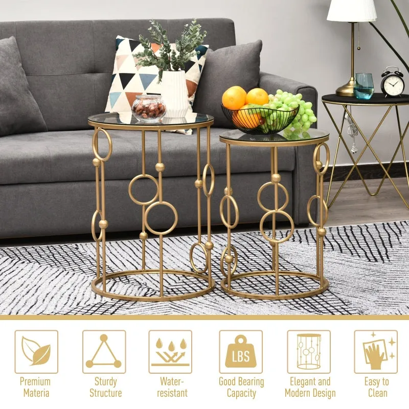 2pc Nesting Side Table Set - Gold