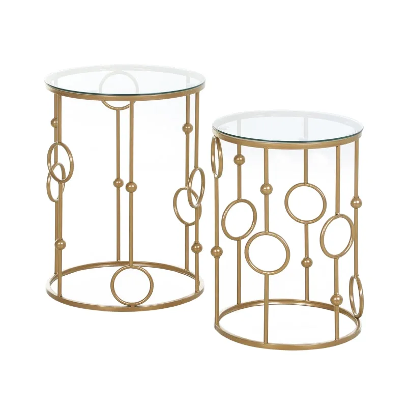 2pc Nesting Side Table Set - Gold