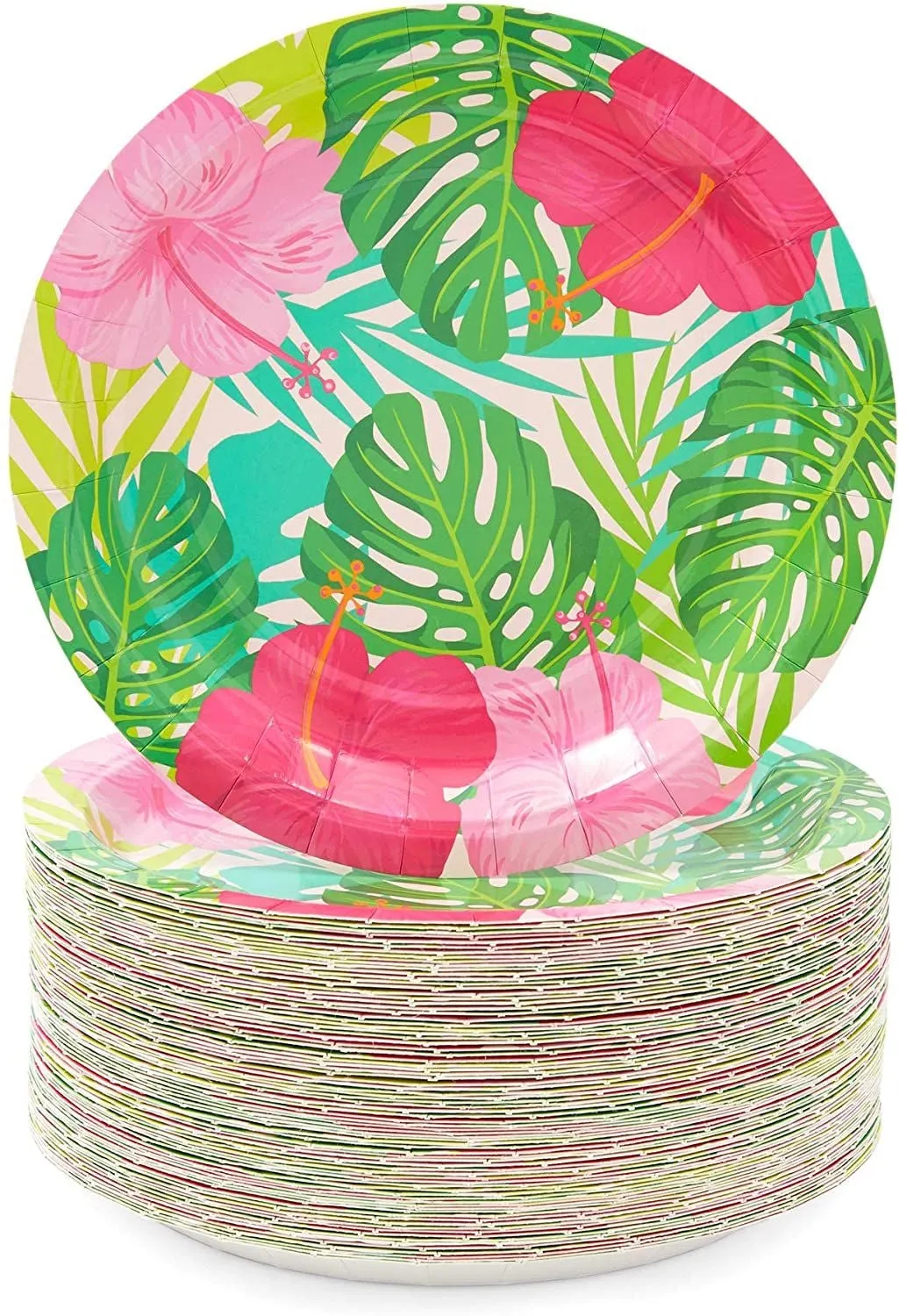 80-Pack Hawaiian Paper Plates, Luau Birthday Party Decorations (7 in)