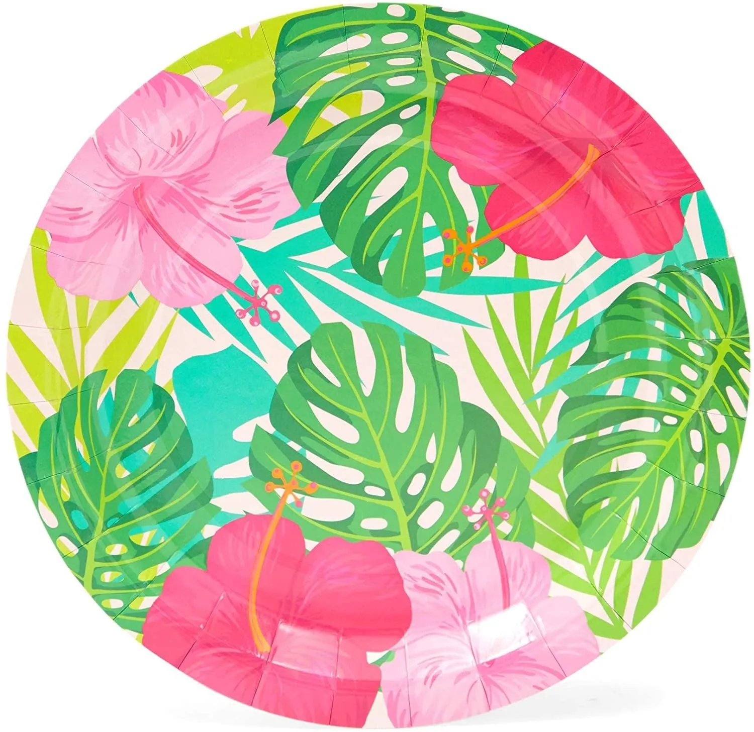 80-Pack Hawaiian Paper Plates, Luau Birthday Party Decorations (7 in)