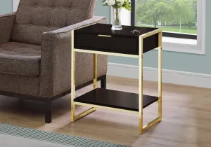 Accent Table - 24"H / Cappuccino / Gold Metal