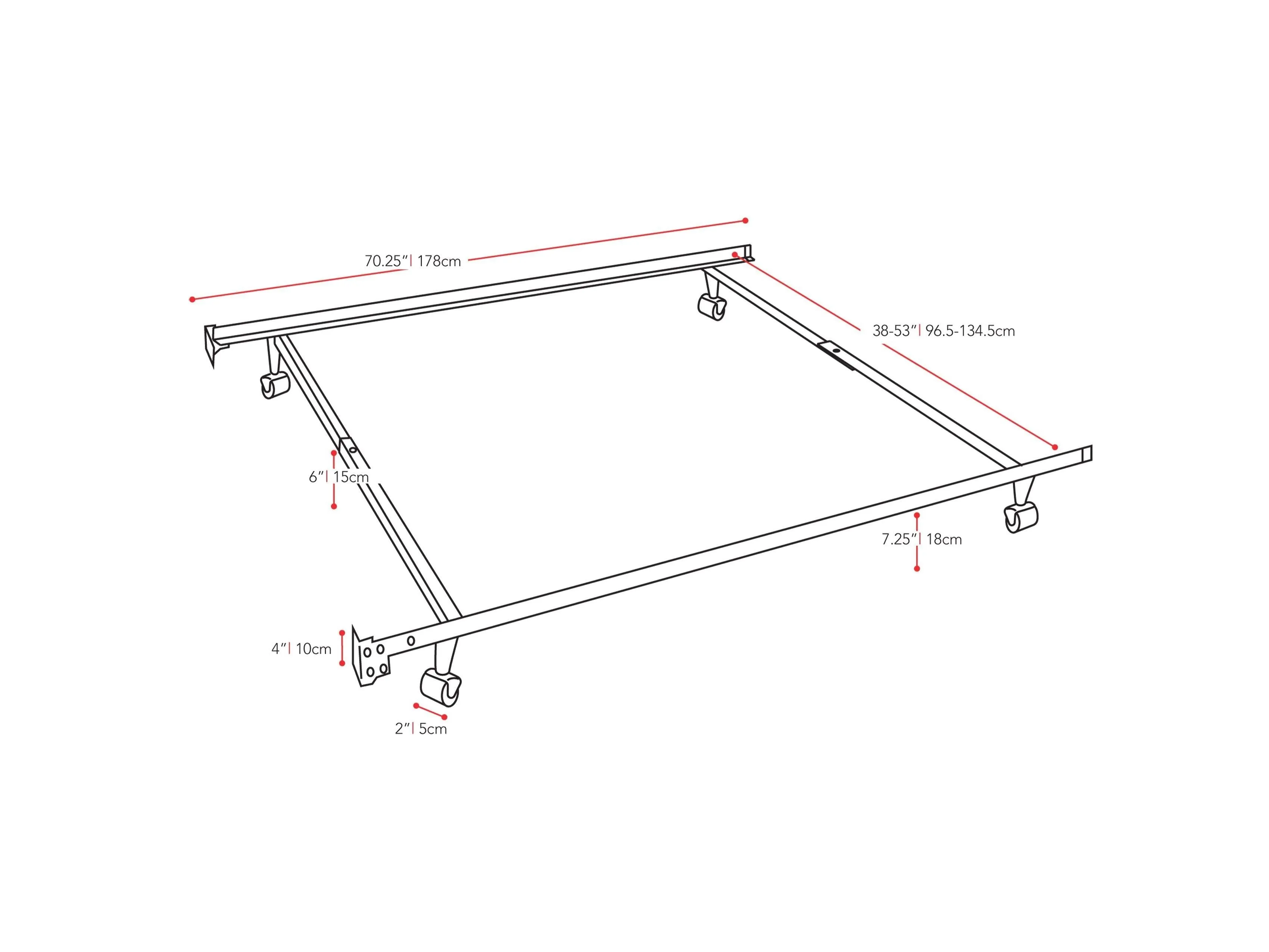 Adjustable Metal Bed Frame, Twin / Full