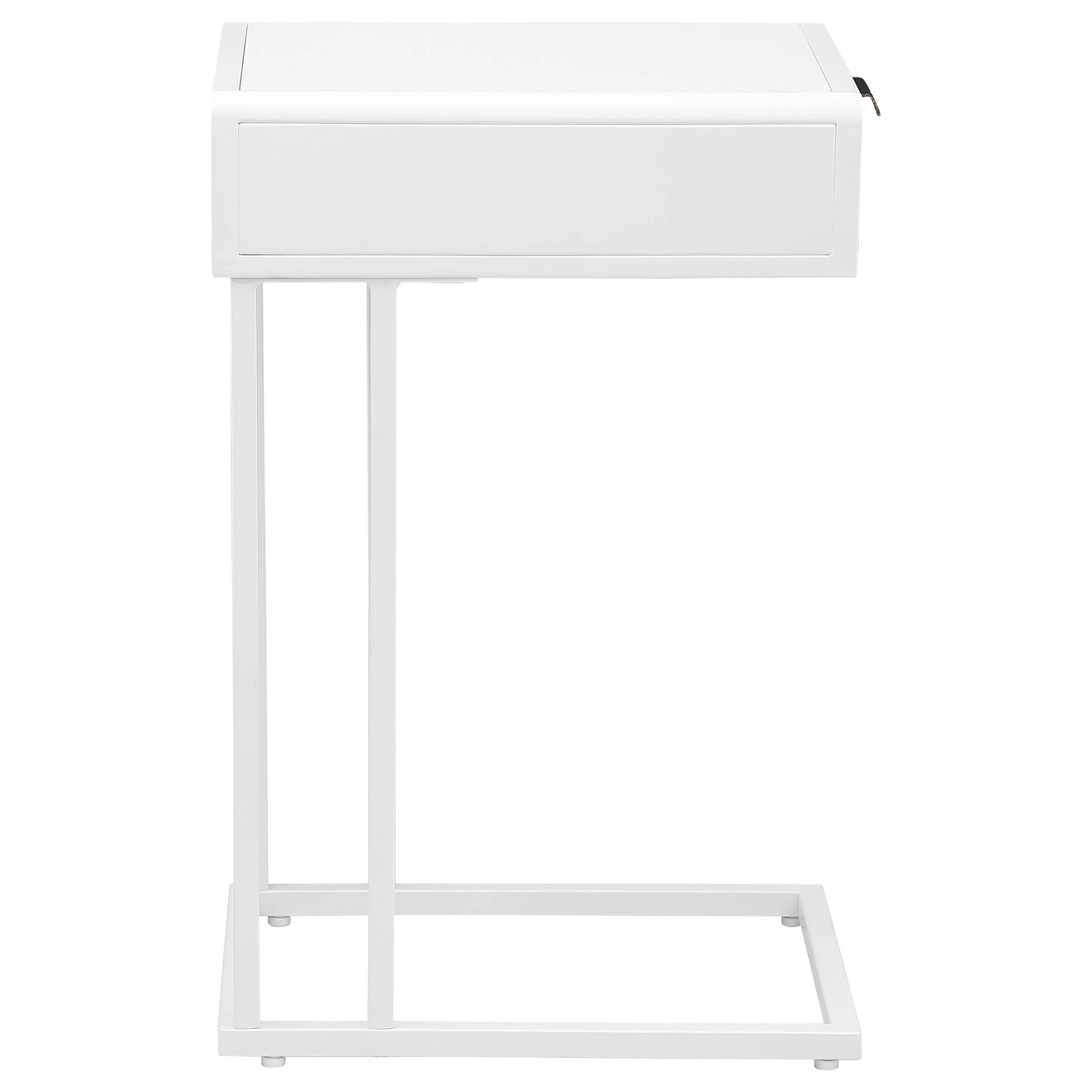 Amherst 1-drawer Radio Weave Cane Metal Side Table White