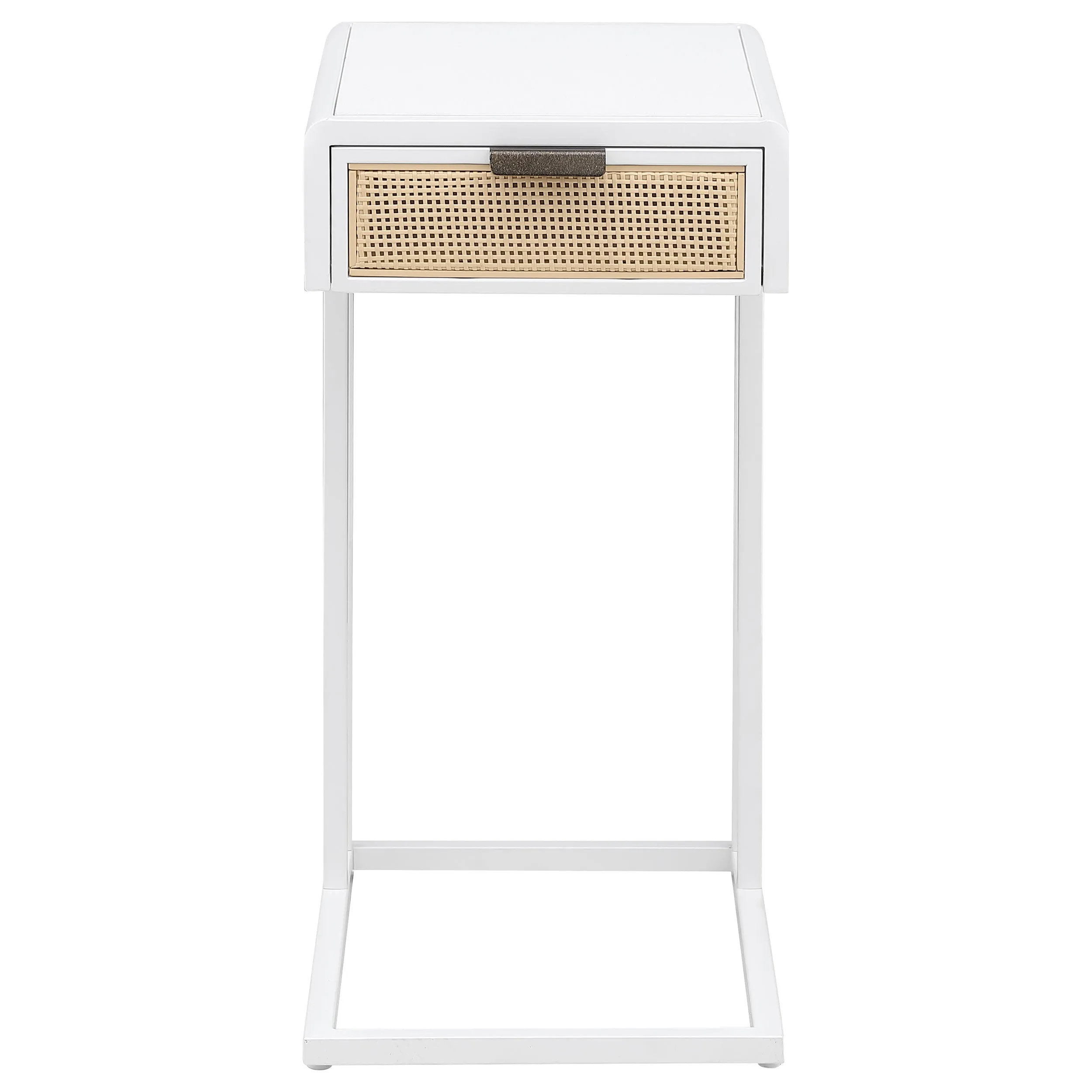 Amherst 1-drawer Radio Weave Cane Metal Side Table White