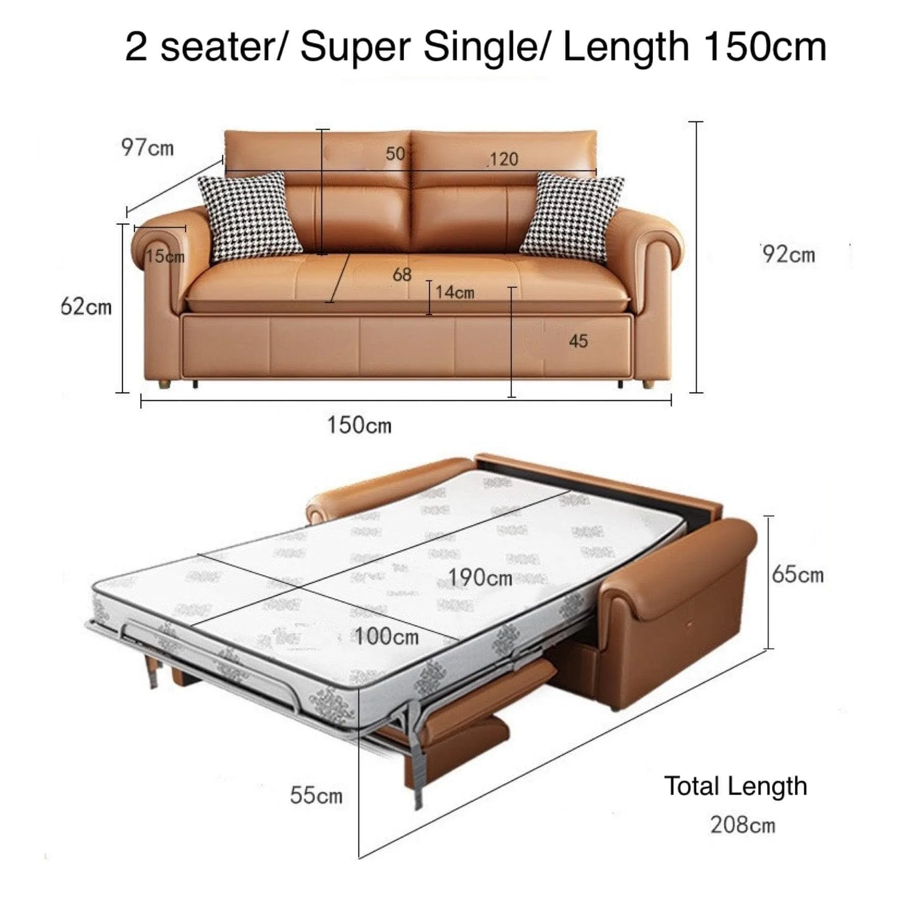 Anthony Foldable Sofa Bed with Mattress