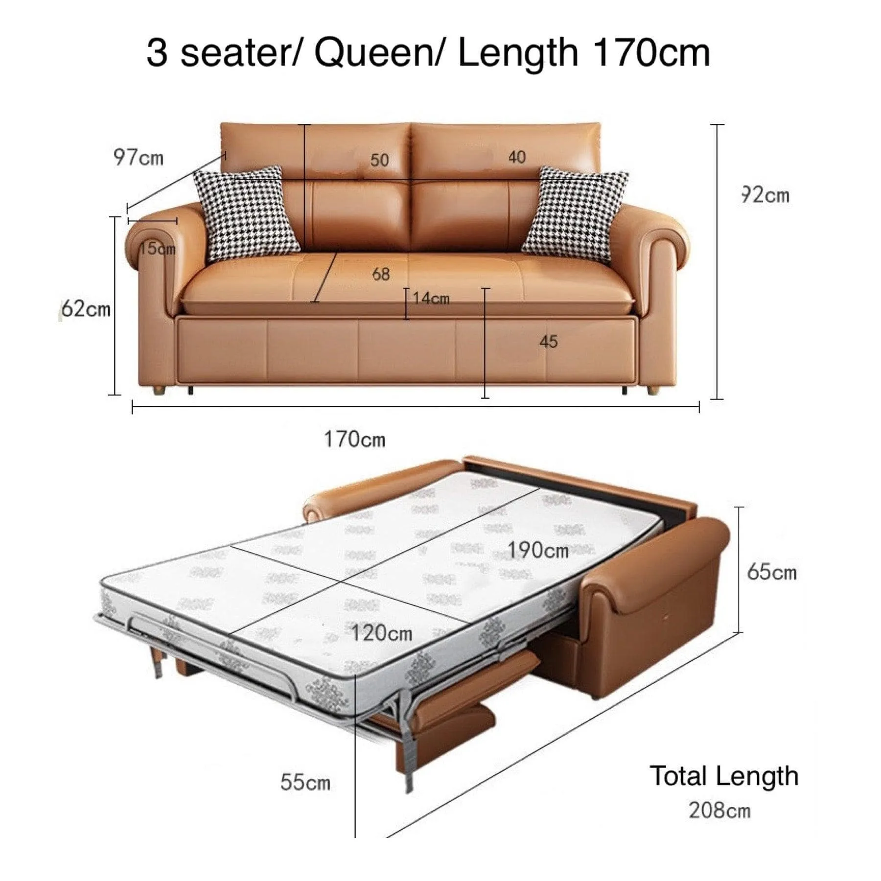 Anthony Foldable Sofa Bed with Mattress