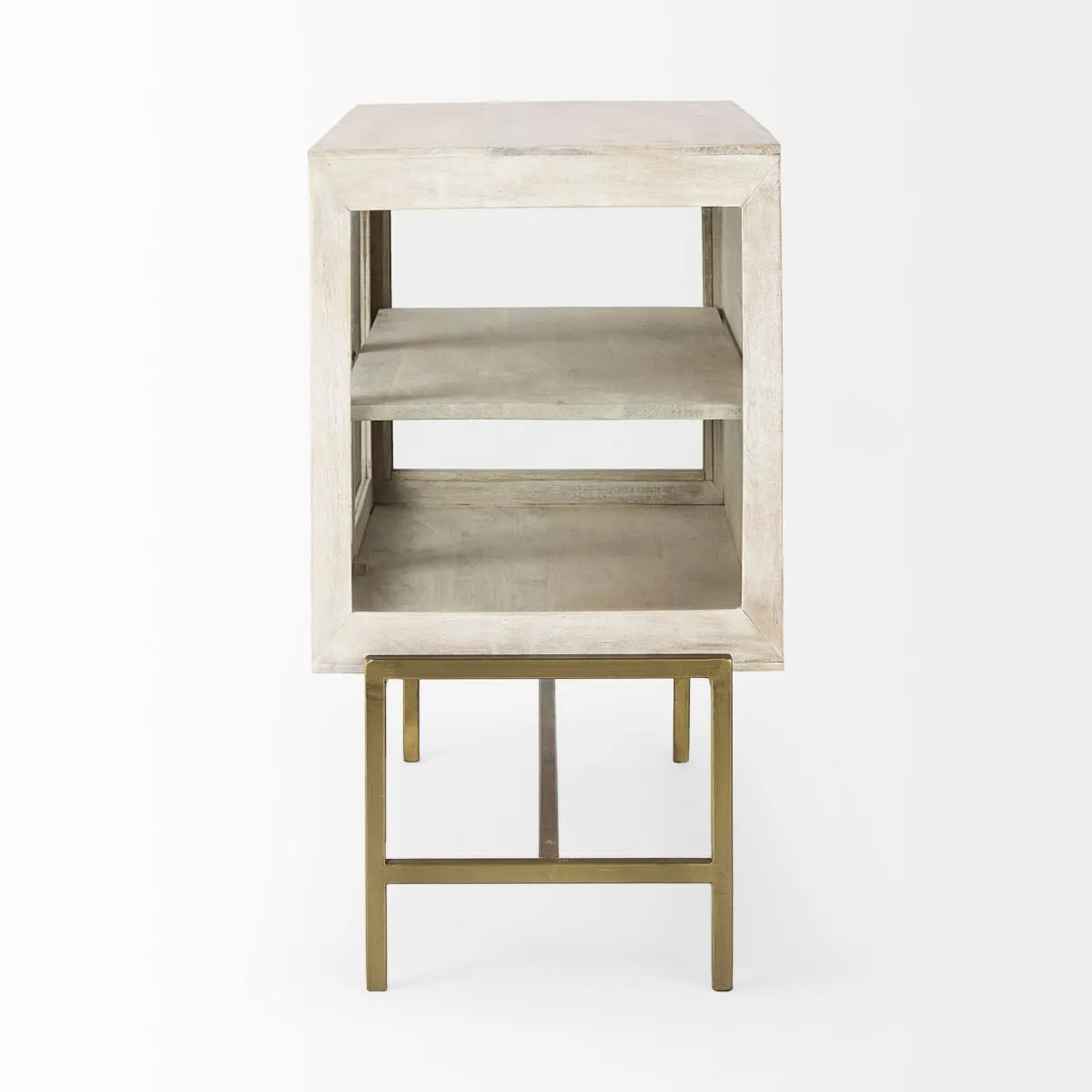 Arelius Accent Cabinet White Wood | Gold Metal