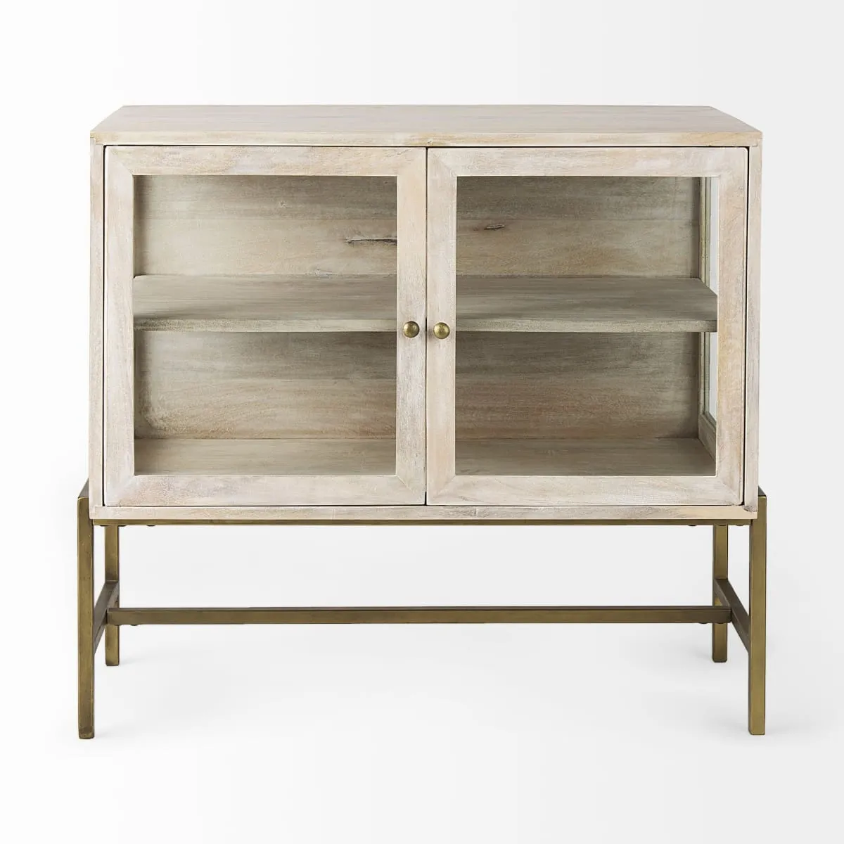 Arelius Accent Cabinet White Wood | Gold Metal