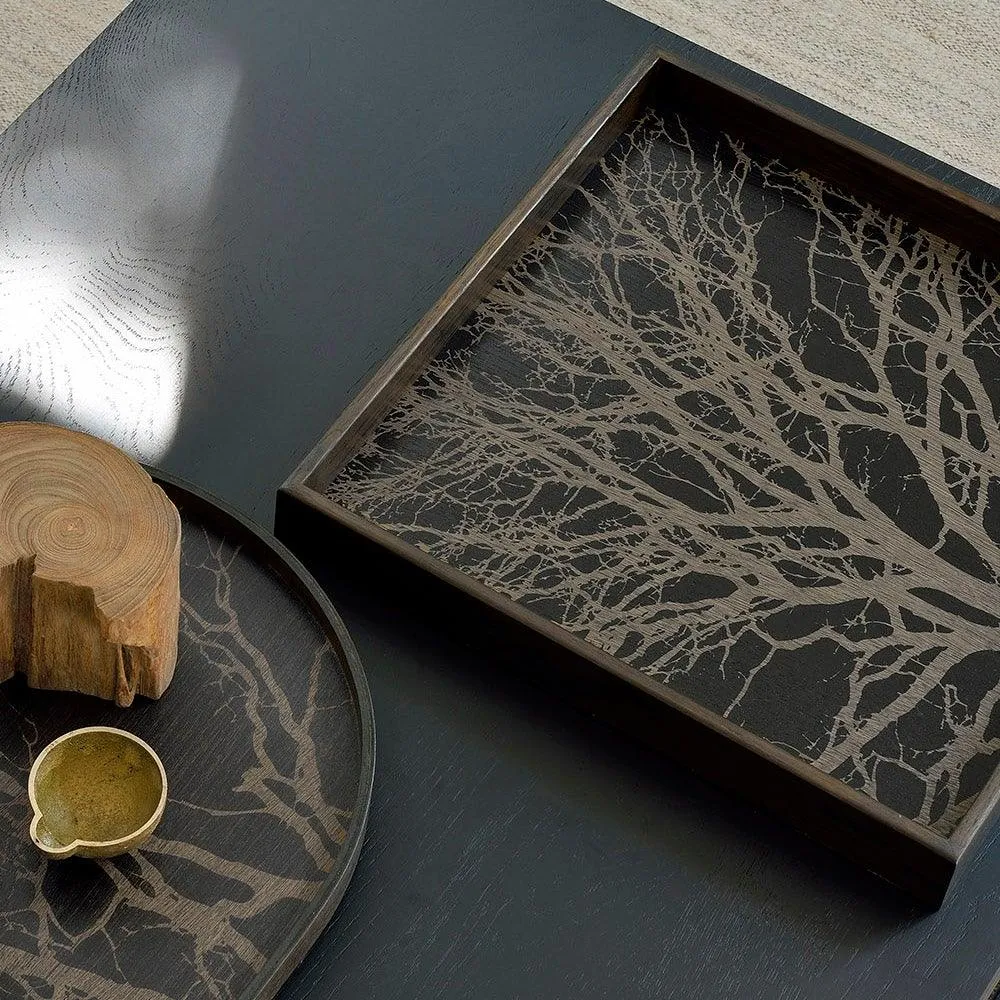 Black Tree Small Square Wooden Tray