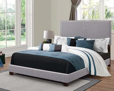 Boyd Queen Upholstered Bed With Nailhead Trim Grey - 350071Q