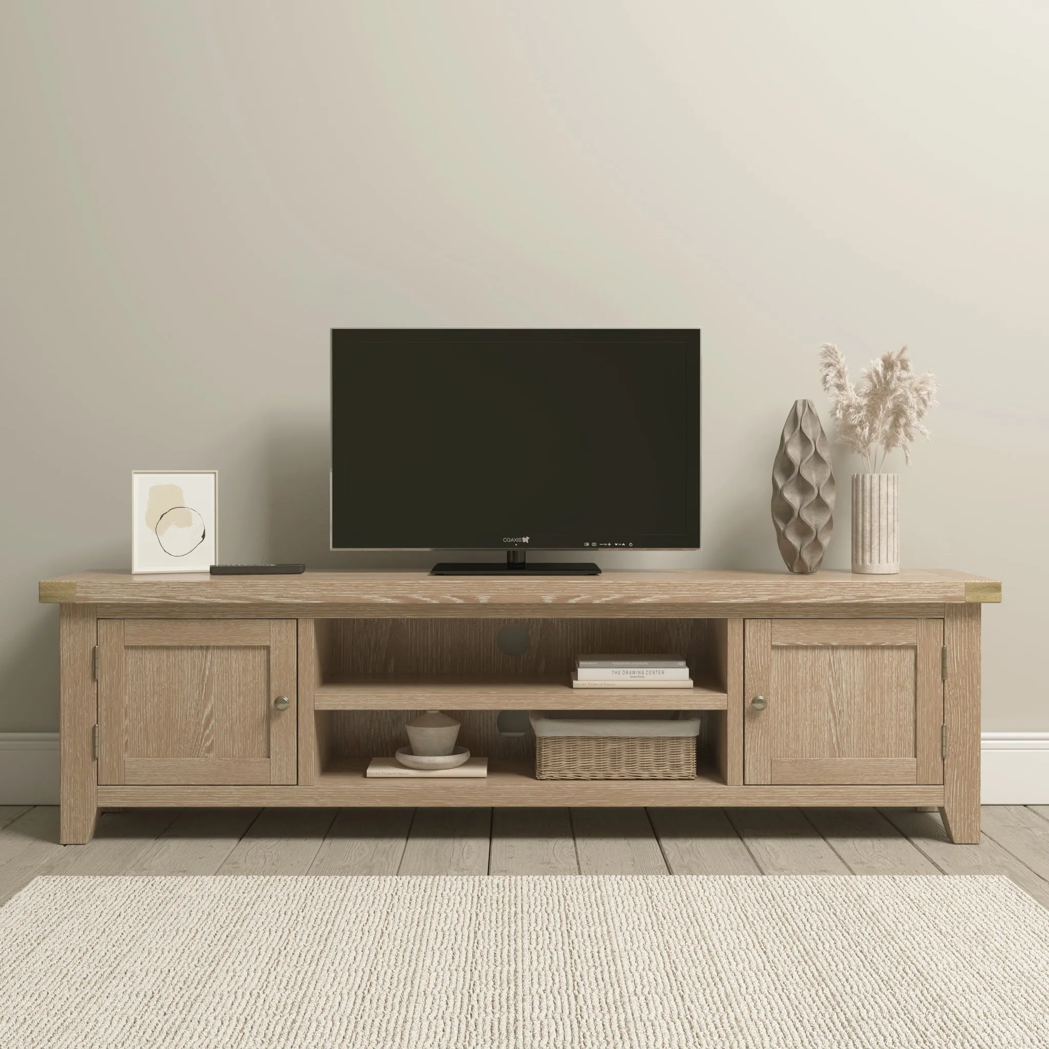 Burford Large 180cm Media Unit in Natural Oak