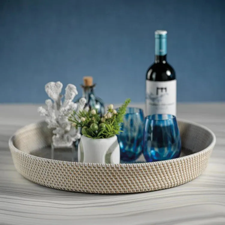 Catalina Round Rattan Serving Tray