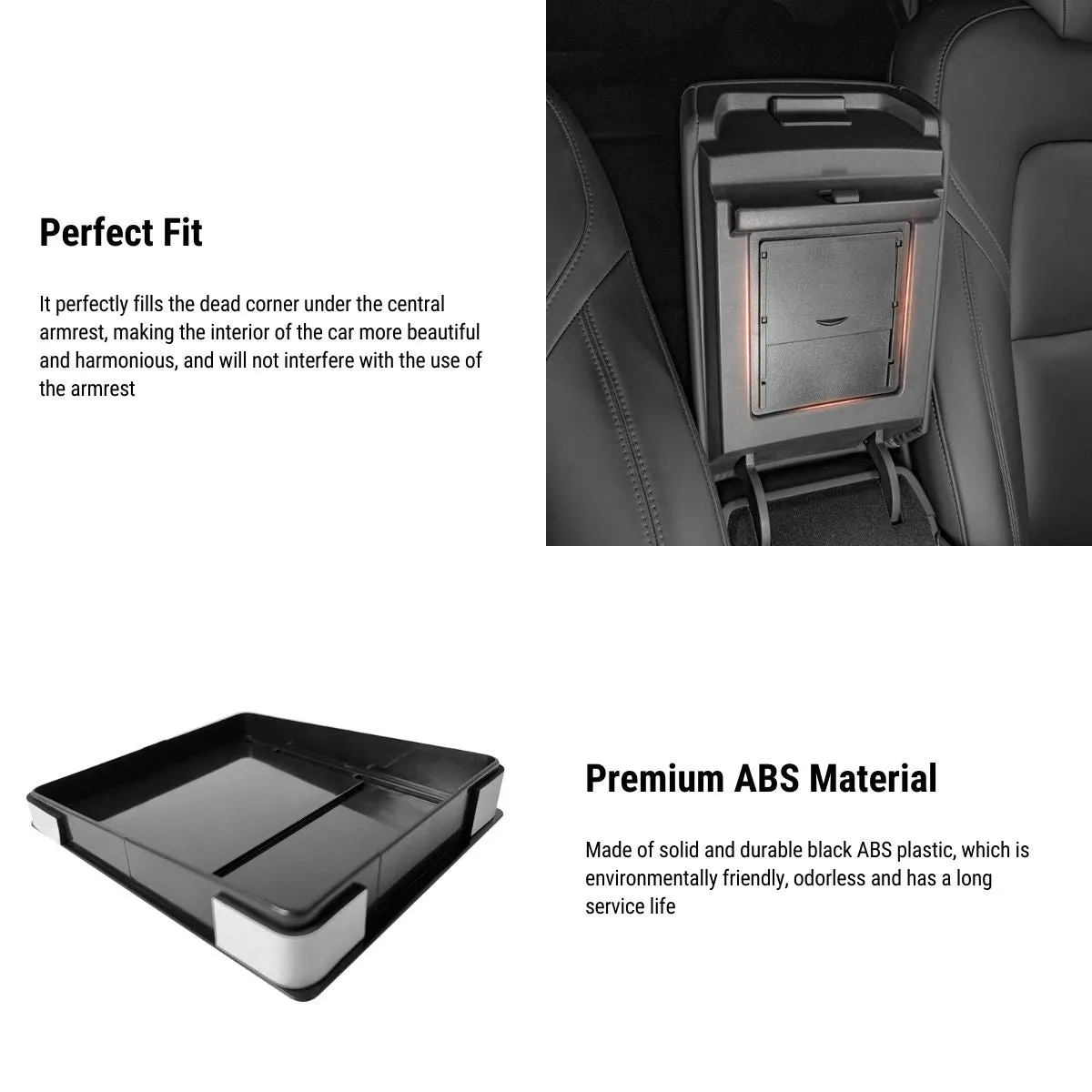 Center Console Organizer Armrest Hidden Storage Box For Tesla Model 3 / Y