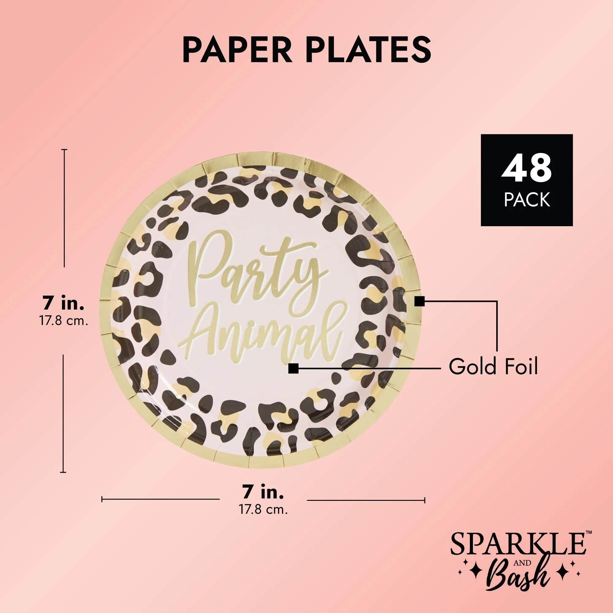 Cheetah Print Paper Plates for Party Animal Safari Birthday Supplies (7 In, 48 Pack)