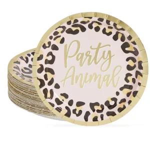 Cheetah Print Paper Plates for Party Animal Safari Birthday Supplies (7 In, 48 Pack)