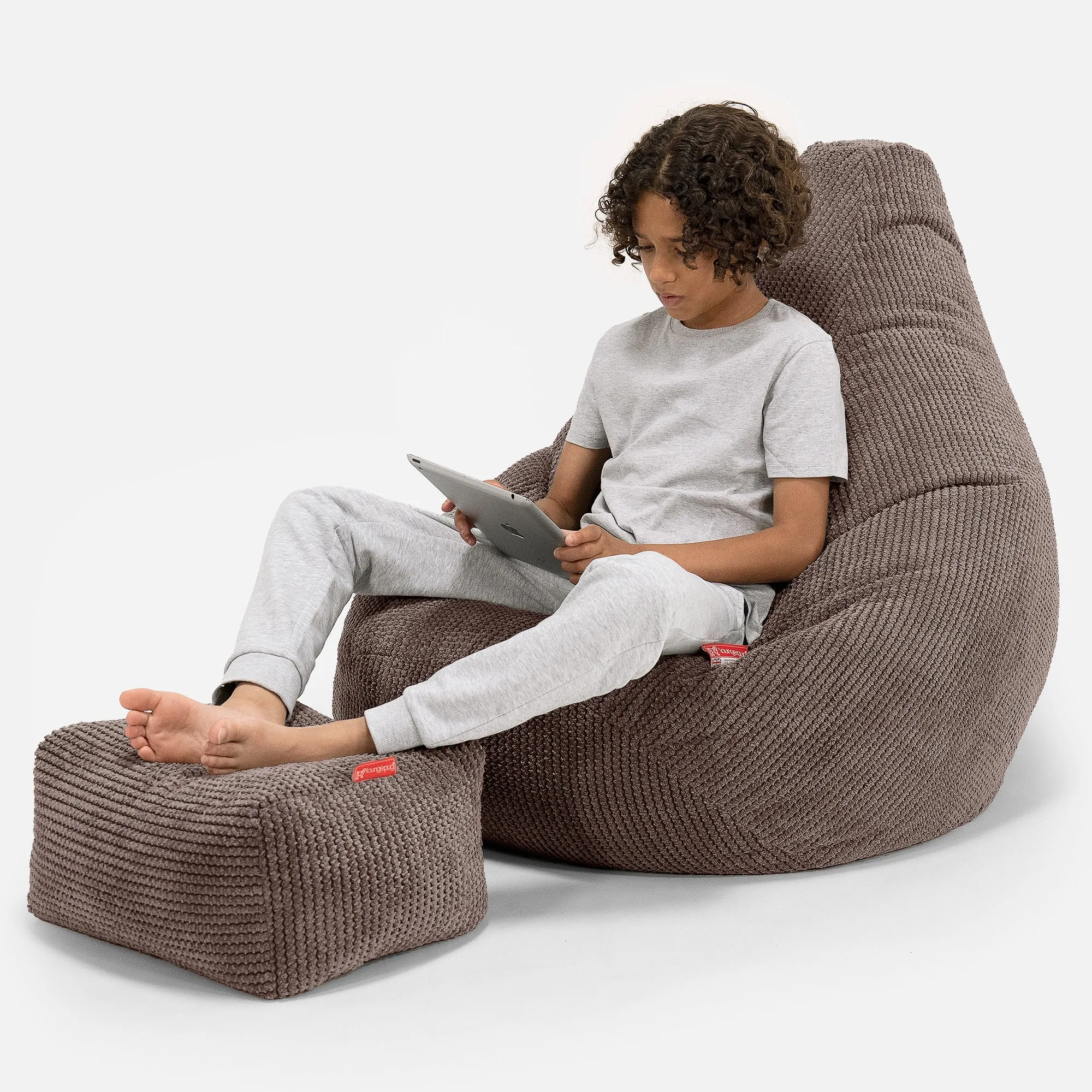 Children's Gaming Bean Bag Chair 6-14 yr - Pom Pom Chocolate Brown