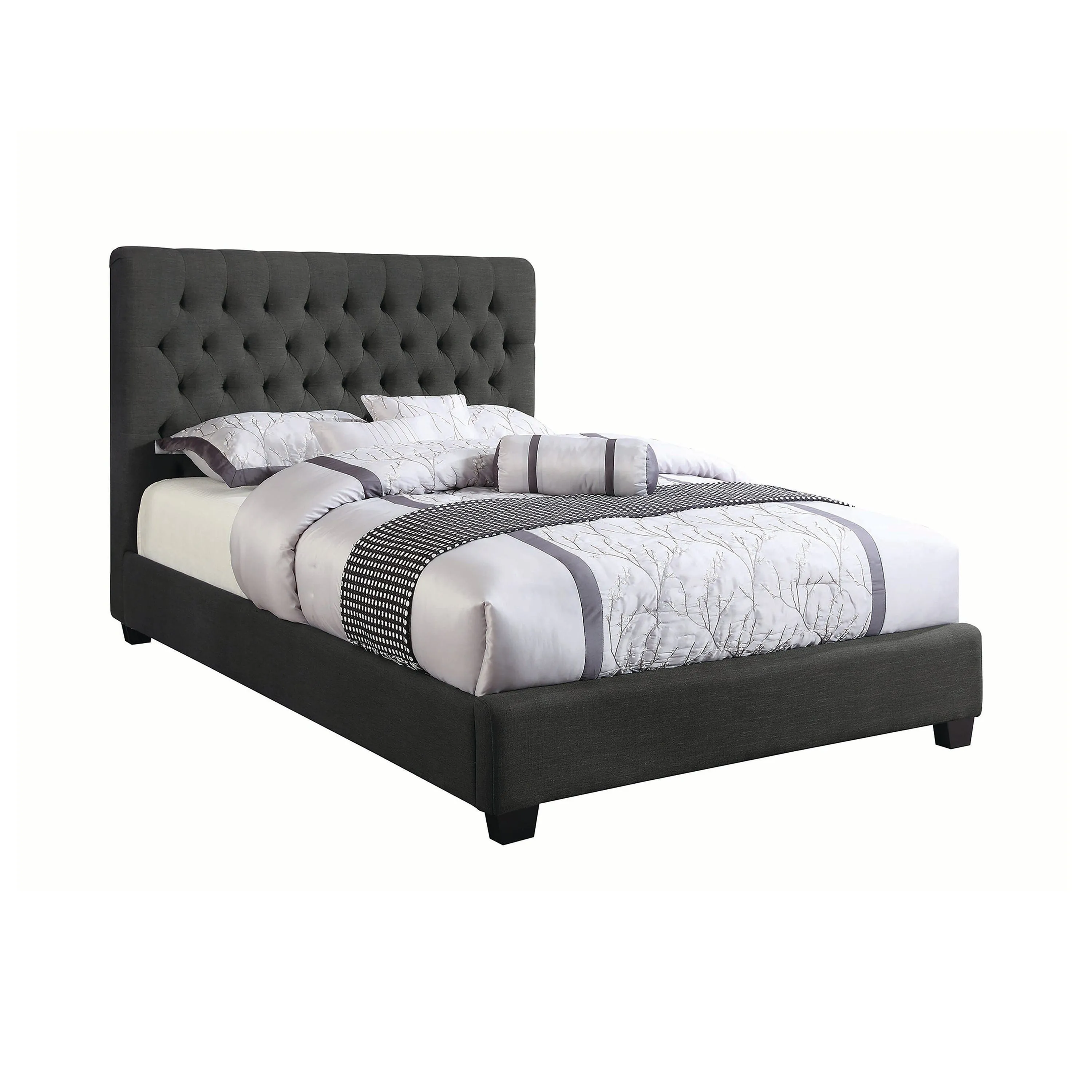 Chloe Tufted Upholstered Queen Bed Charcoal - 300529Q