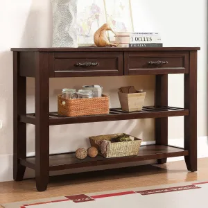 Console Sofa Table, 42'' Mid-Century Style with 2 Drawers and 2 Shelves, Espresso