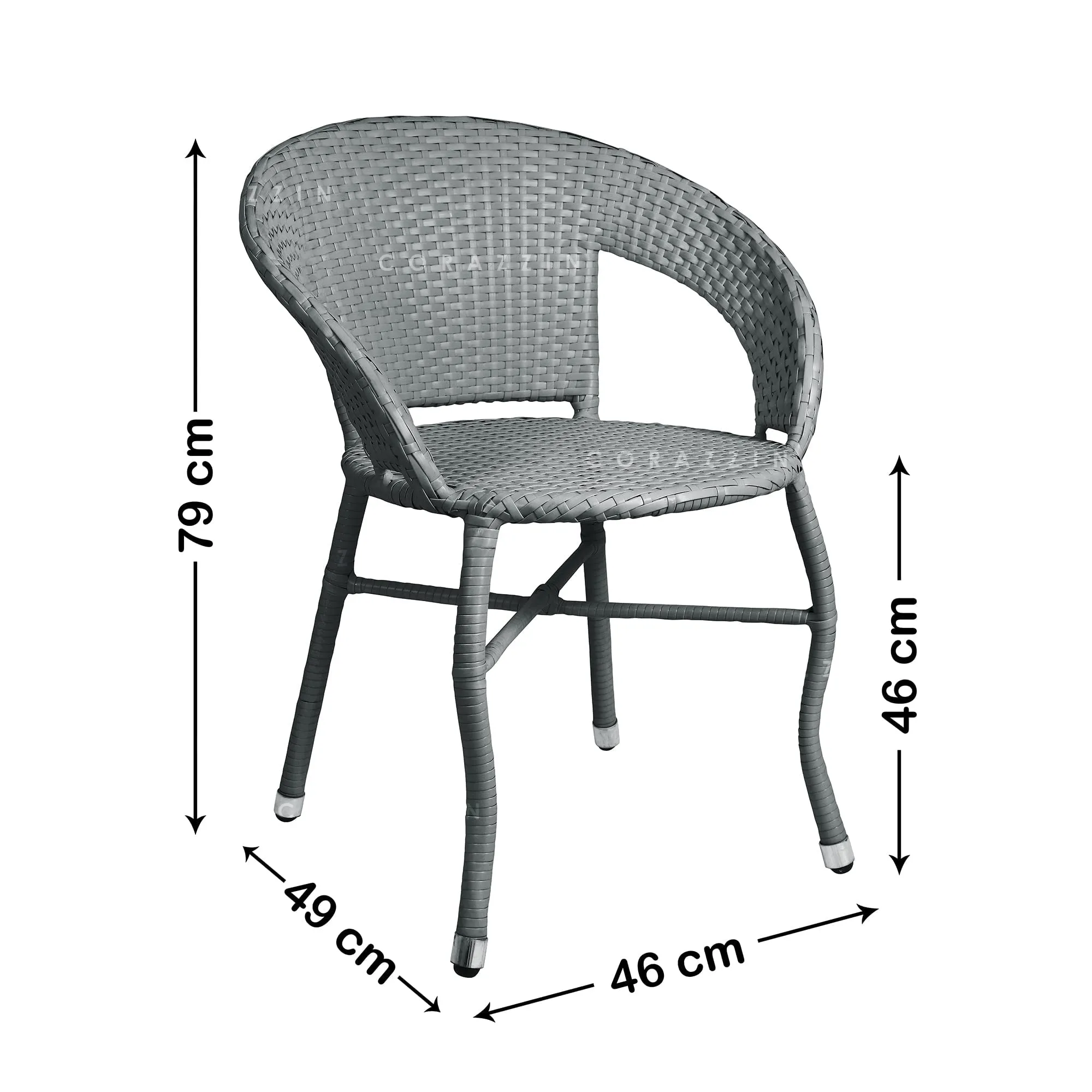 CORAZZIN Garden Patio 4 Seater Chair and Table Set Outdoor Balcony Garden Coffee Table Set Furniture with 1 Table and 4 Chairs Set - (Grey), Rattan, 56 Cm, 61 Cm