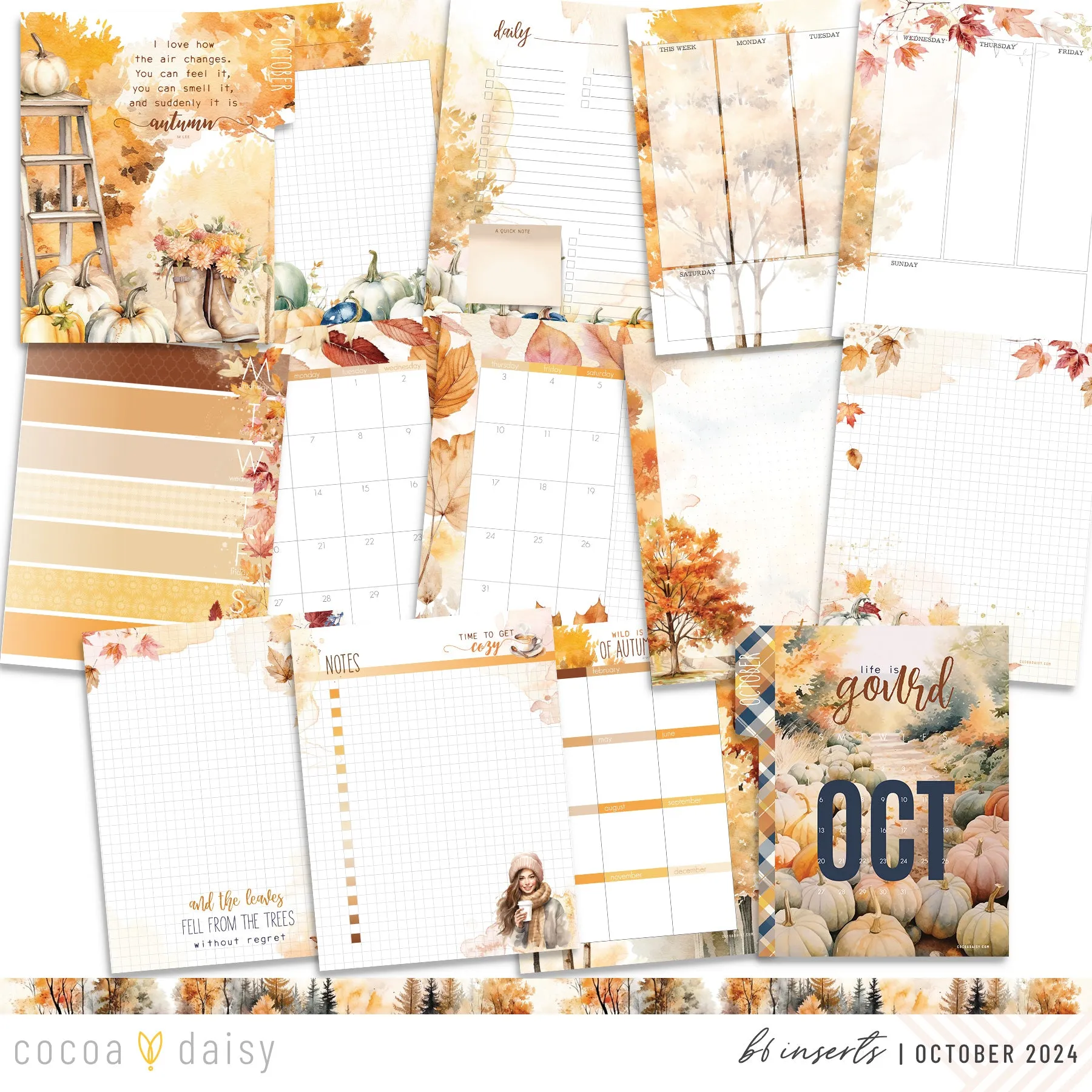 Cozy Season Inserts or notebook Only - Choose your size October 2024