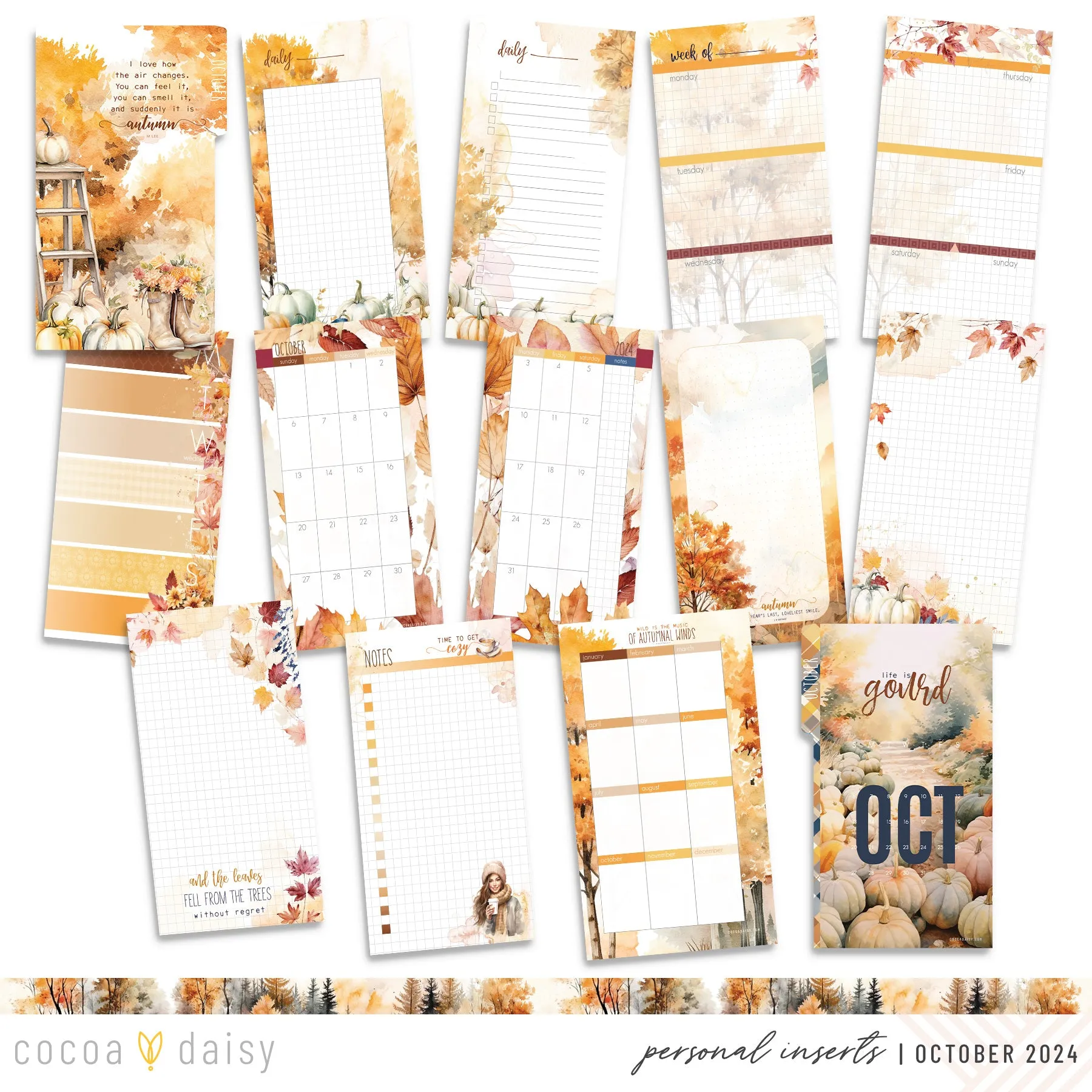 Cozy Season Inserts or notebook Only - Choose your size October 2024