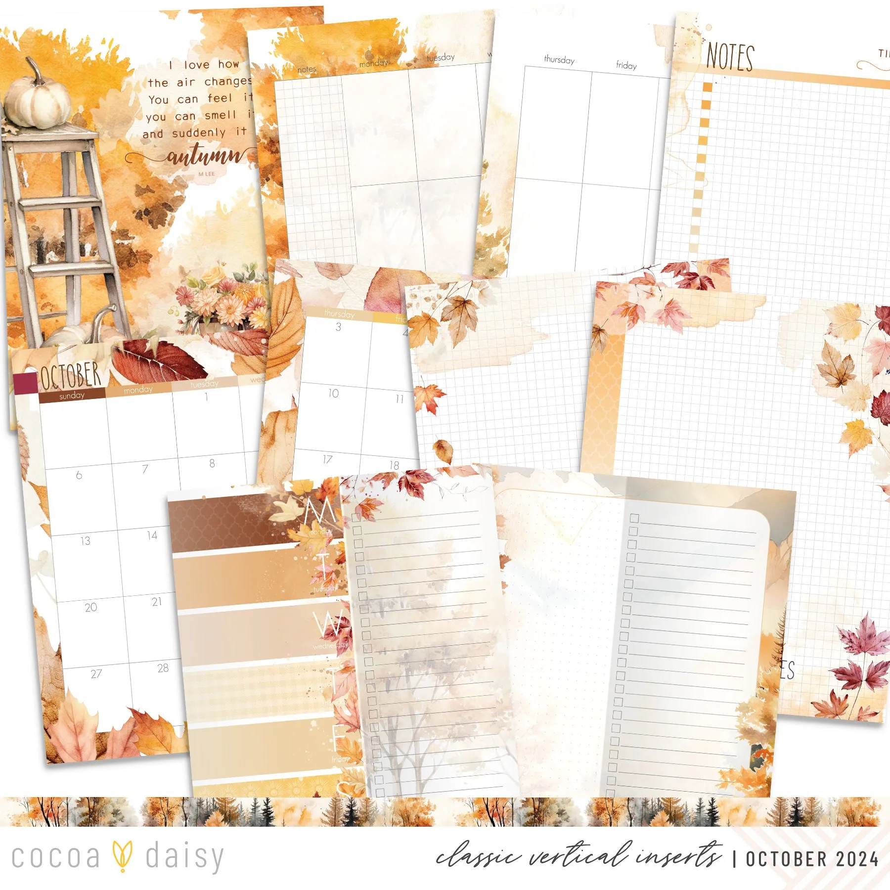 Cozy Season Inserts or notebook Only - Choose your size October 2024