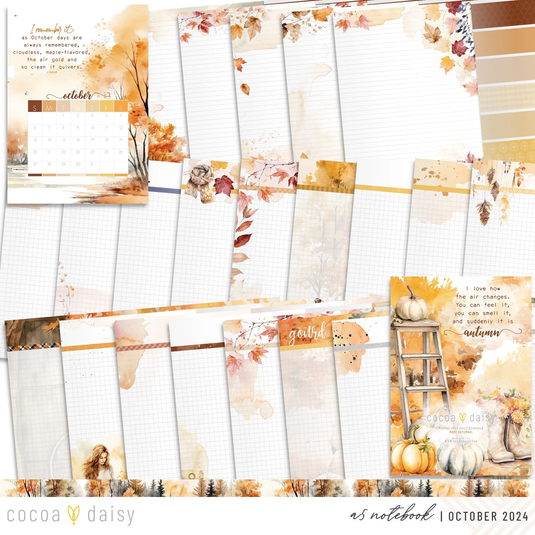 Cozy Season Inserts or notebook Only - Choose your size October 2024