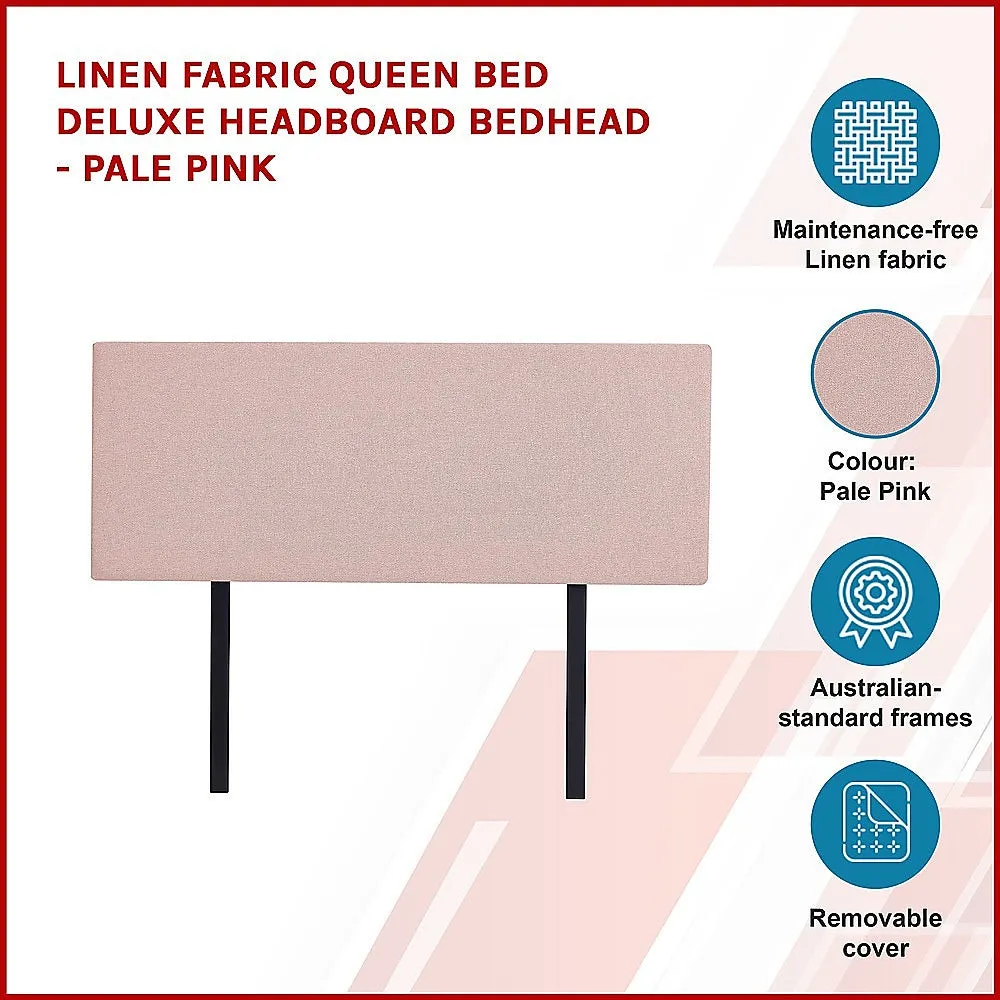 Customisable Linen Fabric Queen Headboard, Pale Pink