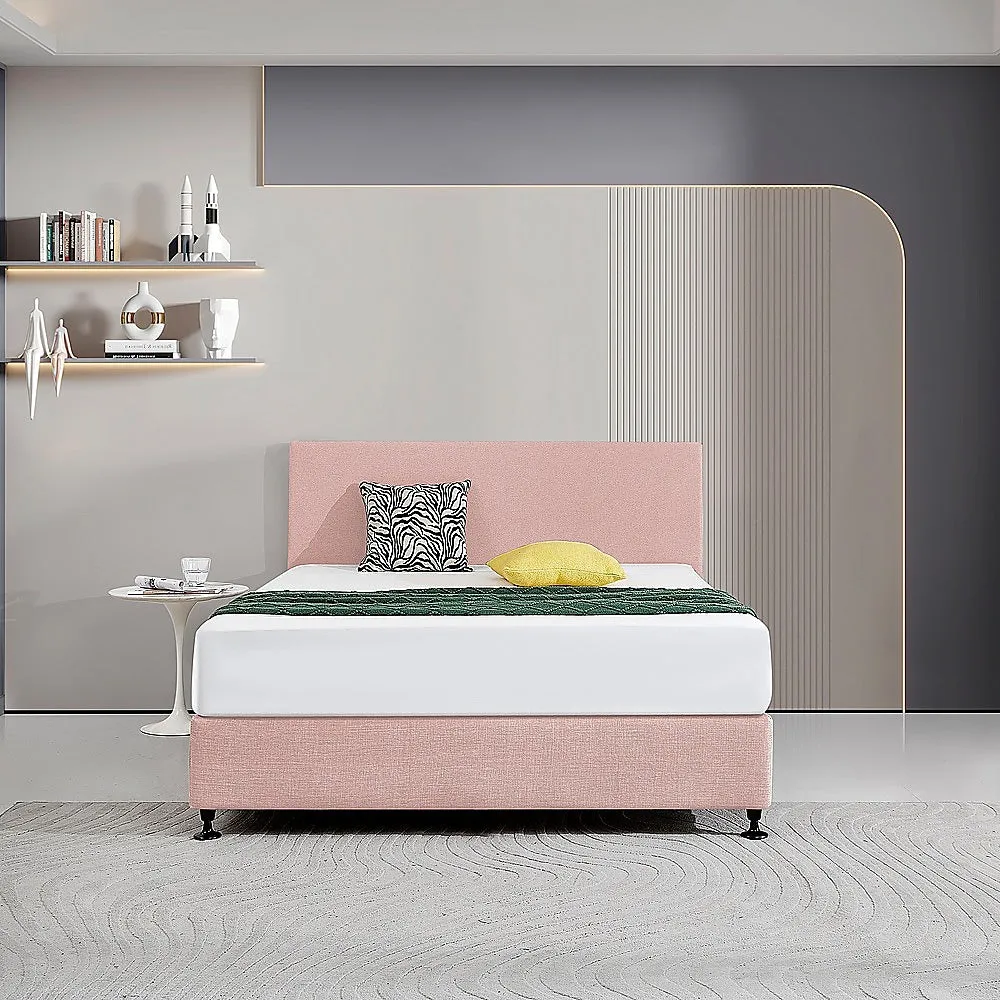 Customisable Linen Fabric Queen Headboard, Pale Pink