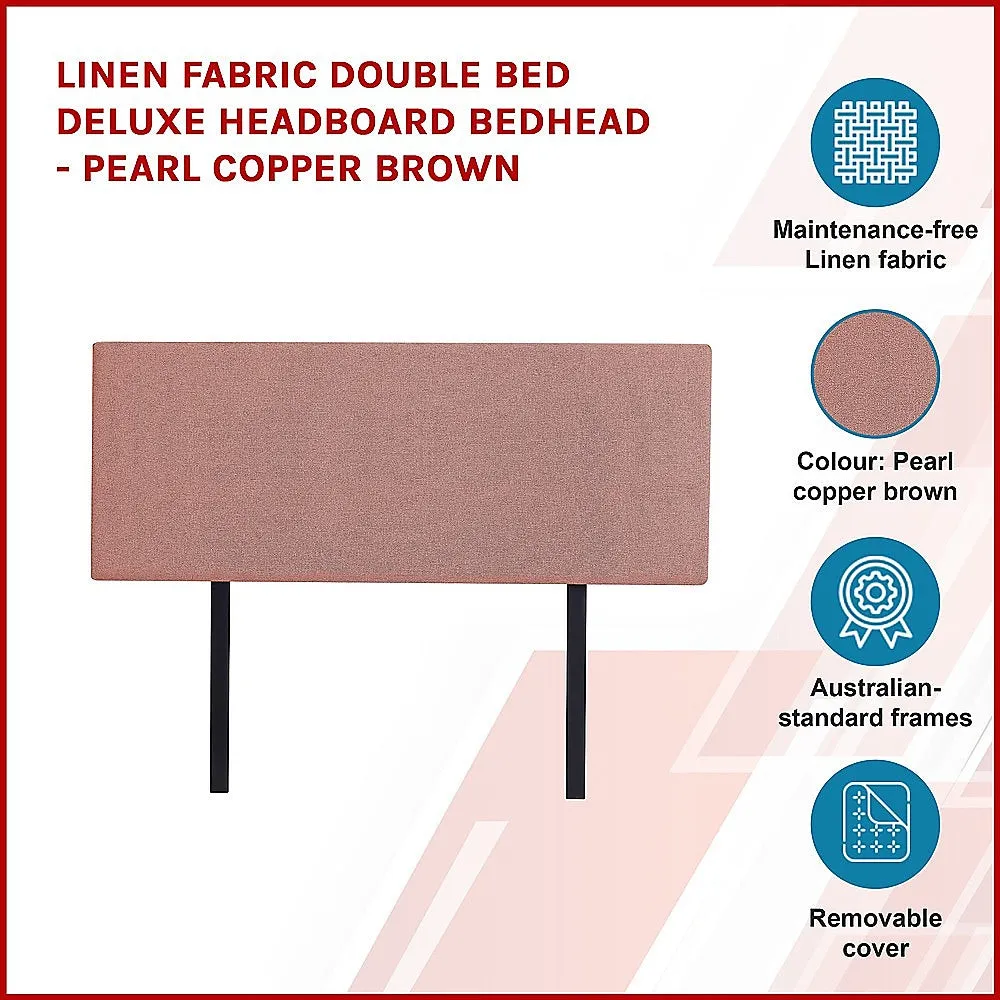 Customizable Linen Double Bed Headboard, Pearl Copper Brown