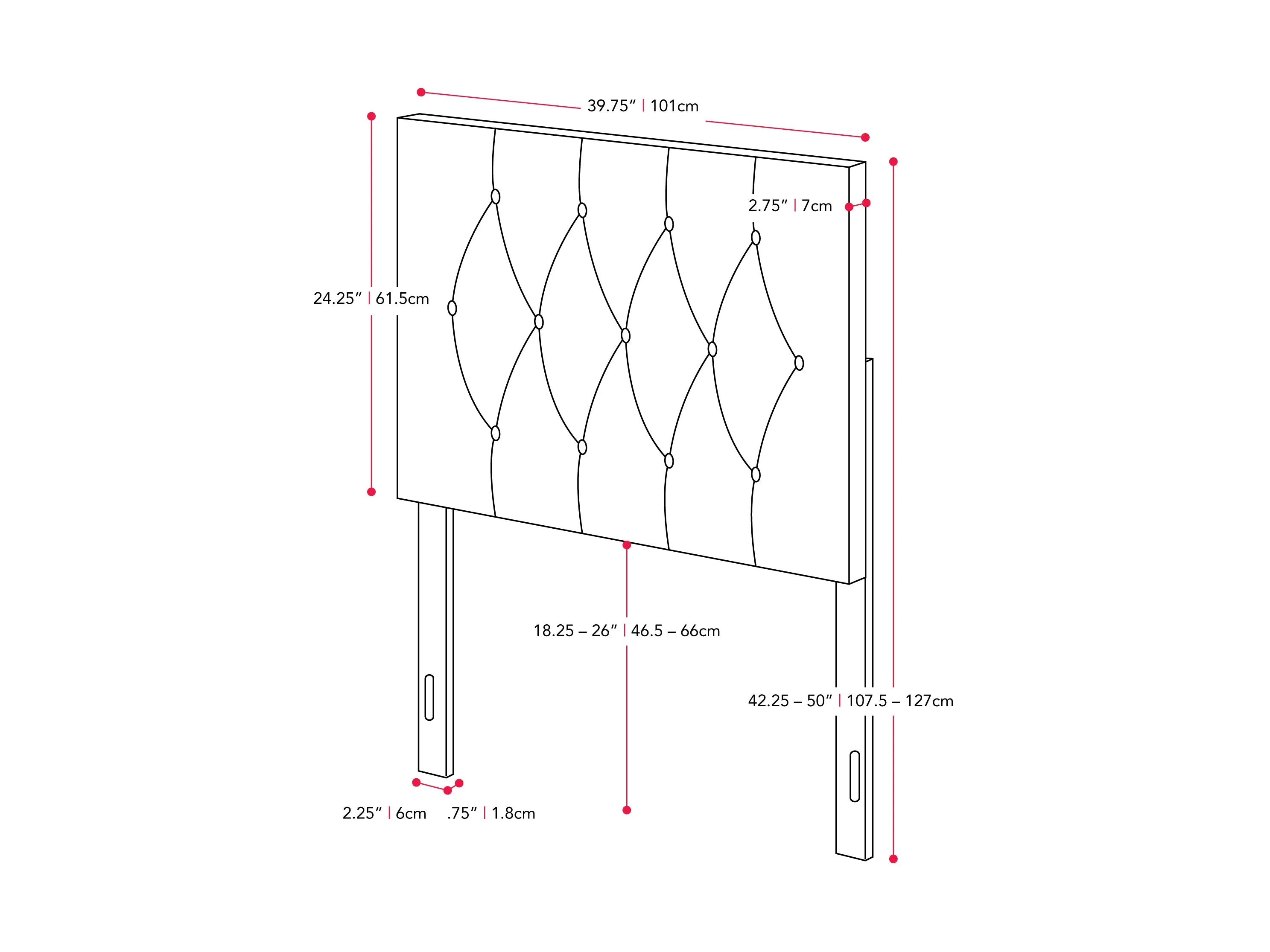 Dark Grey Velvet Twin/Single Headboard