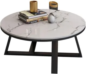 Decoration Crown Coffee Table for Living Room Sofa Side Table/Balcony Nesting Round Center Table (Black & White) (Black)