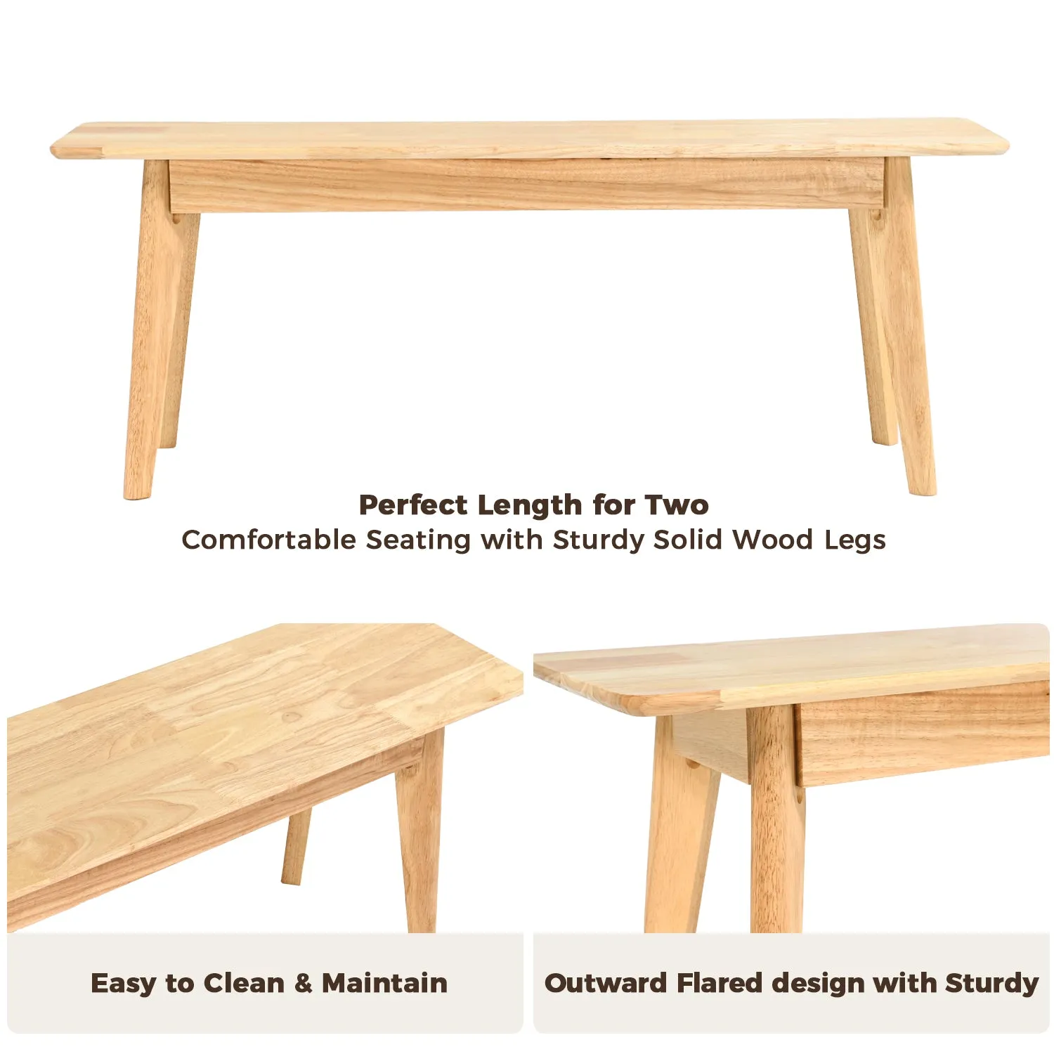 DELAVIN Solid Wood Dining Bench