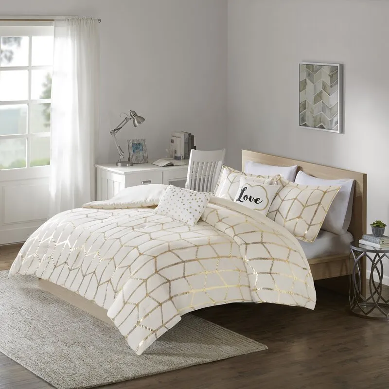 Fibya Standard Geometric Printed Comforter Set