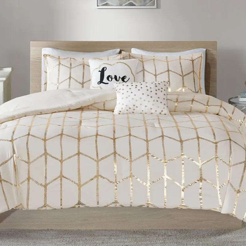 Fibya Standard Geometric Printed Comforter Set