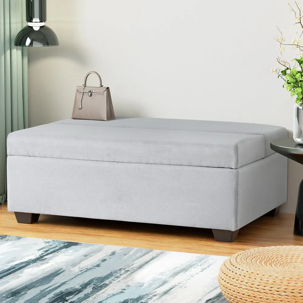 Foldable Grey Ottoman Storage Sofa Bed with Plywood Frame - Artiss