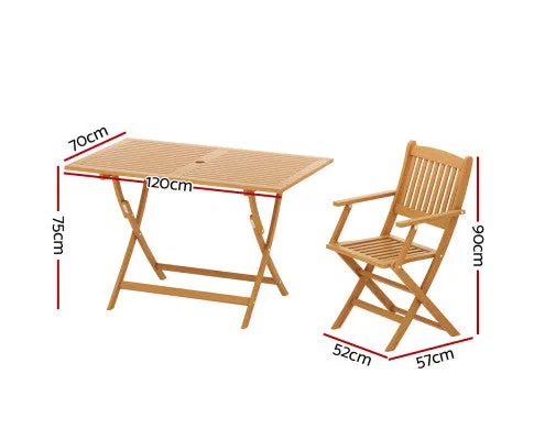 Gardeon Outdoor Dining Set 7 Piece Wooden Table Chairs Setting Foldable