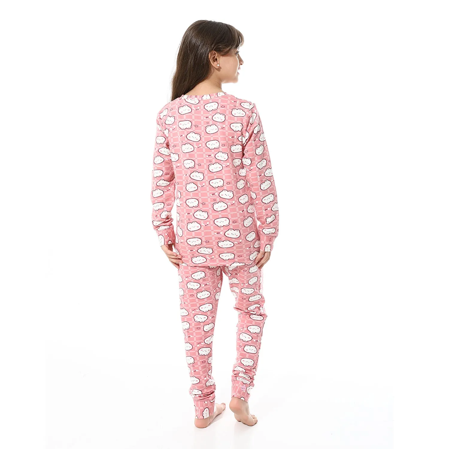 Girls Thermal Set With Printed - Rose