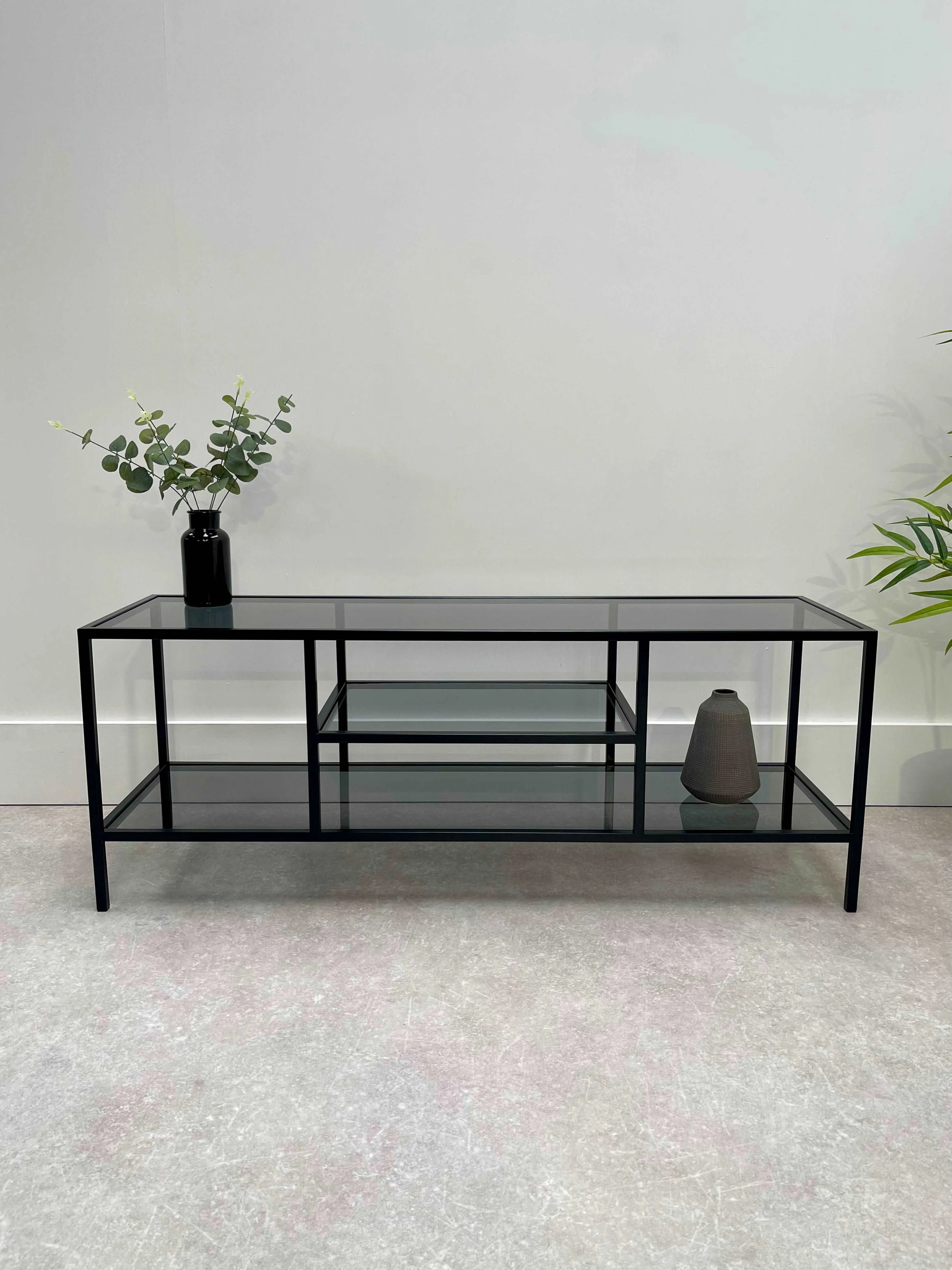 Glass Black Metal TV Media Unit