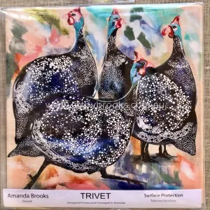 Guinea fowl family trivet