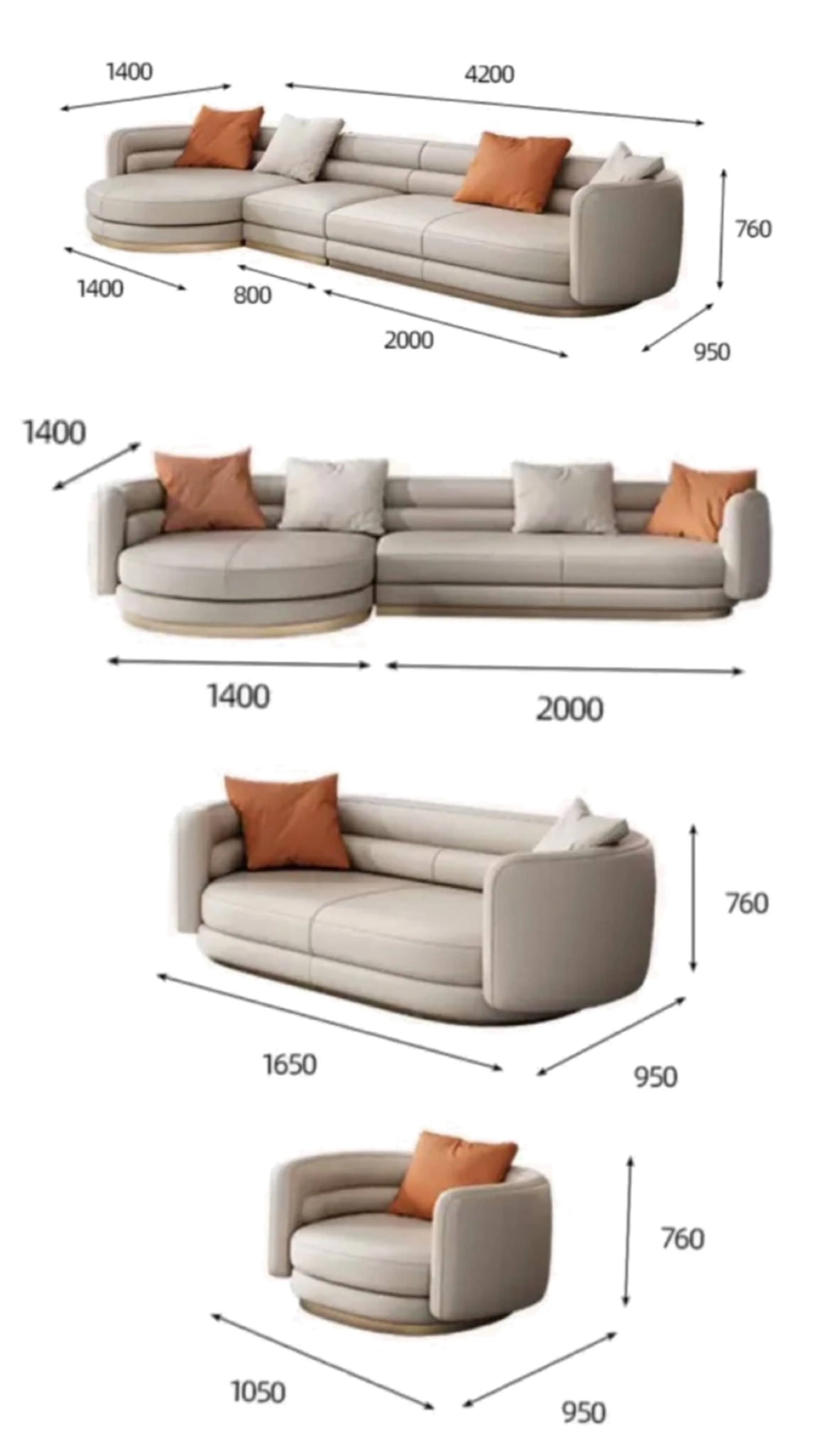 Gwenia Sectional Curve Chaise Sofa