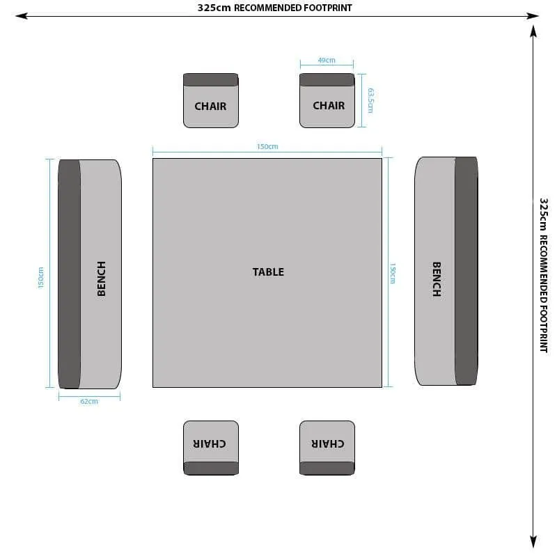 Harrow Square Table With 4 Chairs & 2 Benches Dining Set