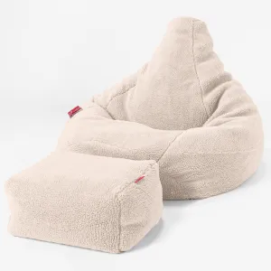 Highback Bean Bag Chair - Teddy Faux Fur Cream