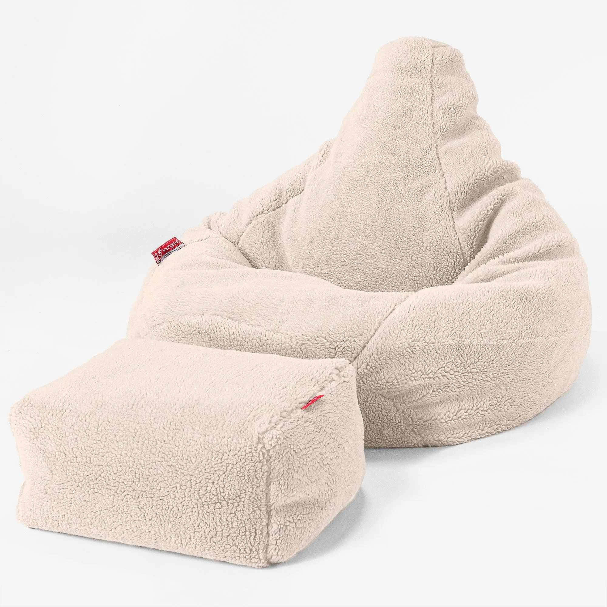 Highback Bean Bag Chair - Teddy Faux Fur Cream