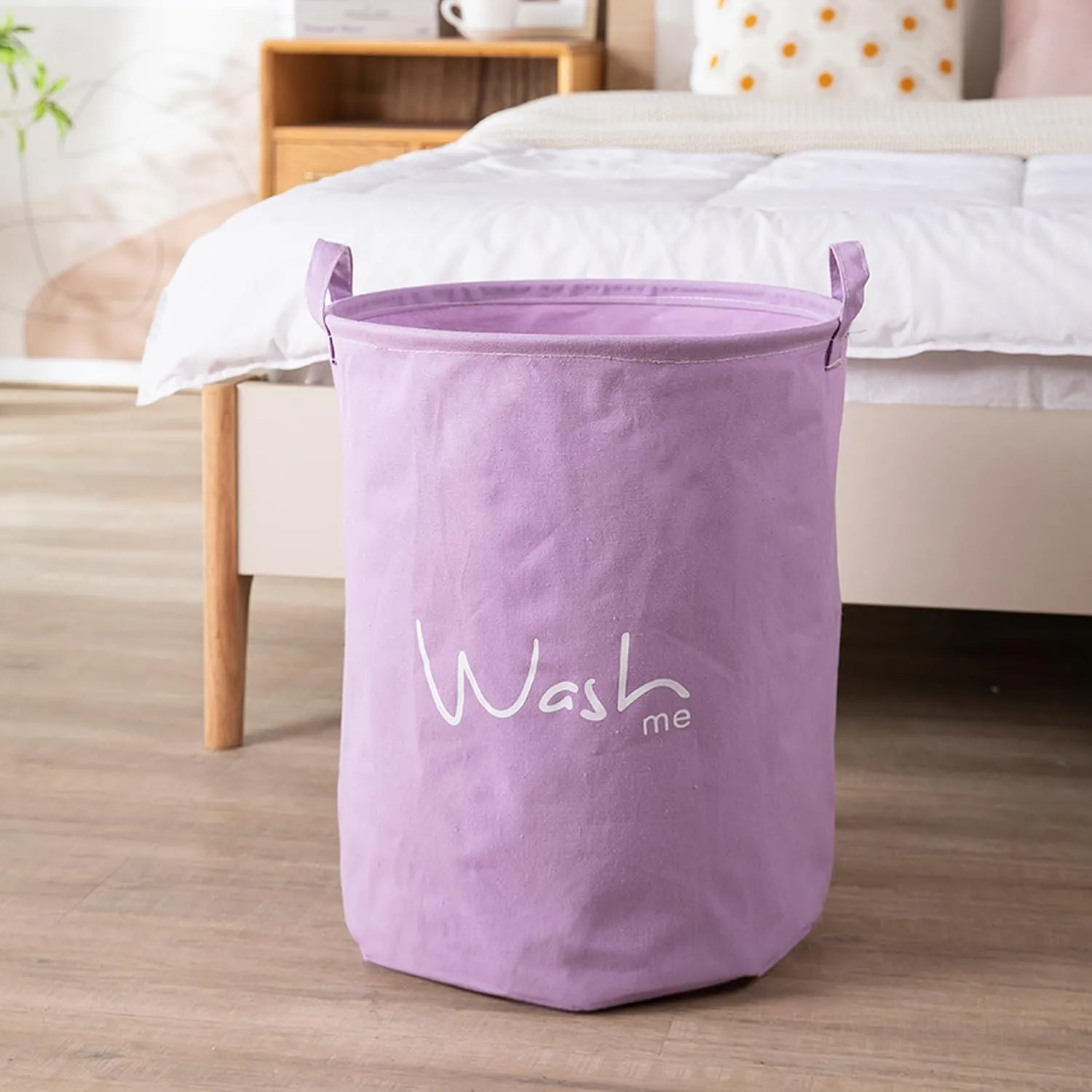 HOKIPO Folding Laundry Storage Basket - Large 46 Ltr, Purple